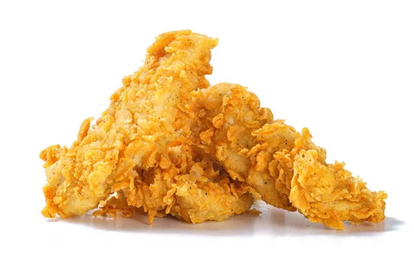 Foto di petto di pollo croccante giallo su sfondo bianco — Foto Stock