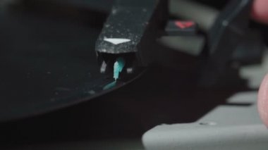 Video of retro gramophone with a rotating record