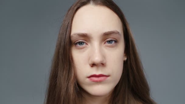 Video of young girl in black shirt, portrait — Stock Video