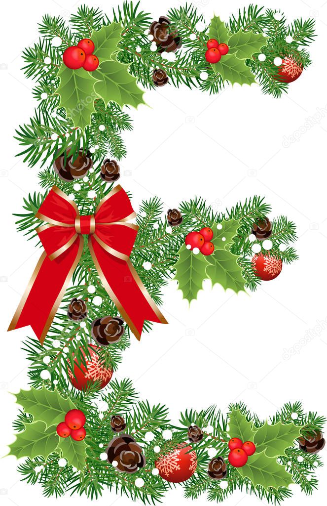 Download Letter E with decoration for Christmas design and New Year ...