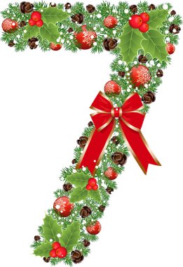 Noel tasarımı için dekorasyonu olan 7 numara ve S ile yeni yıl.