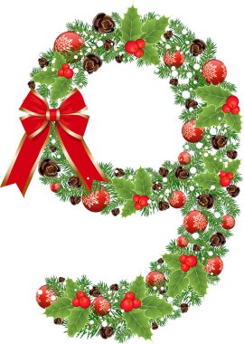 Noel tasarımı için dekorasyonu olan 9 numara ve yılbaşı... 