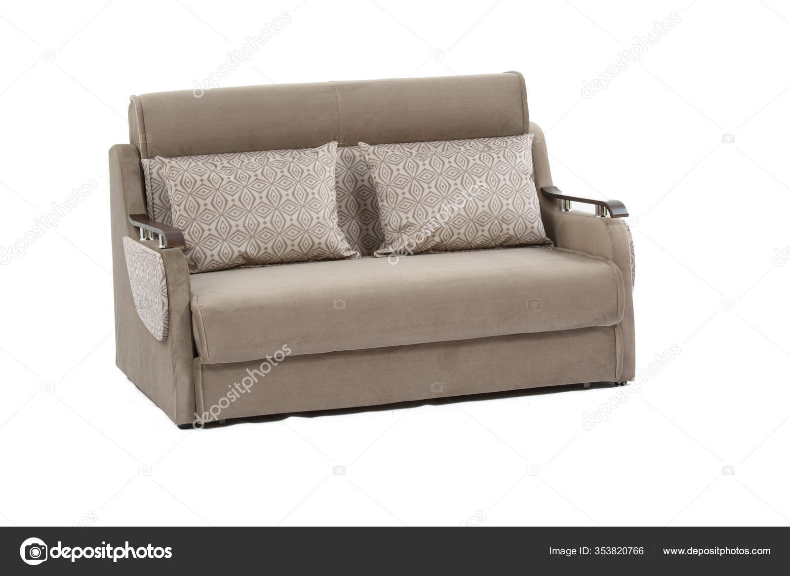 vista ampla sofa cor marrom claro com bracos descanso madeira fotos imagens de c gracostardesign 353820766