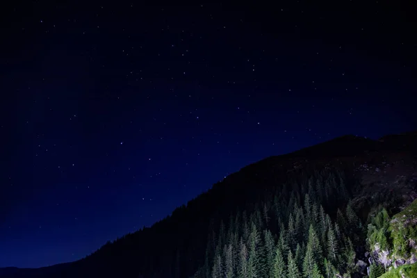 Starry night sky over mountains