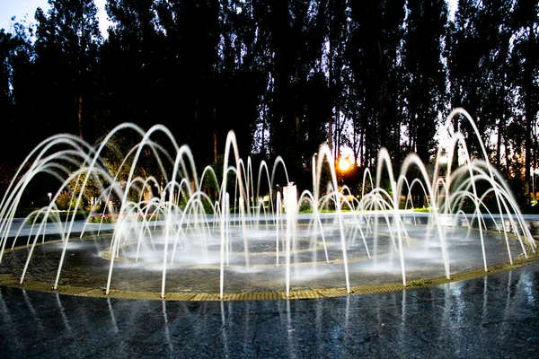 Primo Piano Una Fontana All Alba — Foto Stock