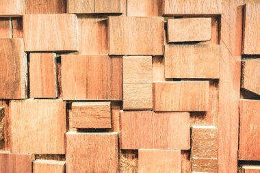 Yıpranmış sarhoş ahşap arka plan ve alternatif yapı malzemesi - ahşap bloklar dokulu moda tasarım - marangozluk kavramı retro eski moda zemin ahşap desenli panelde stonewall