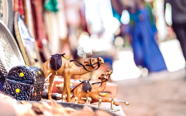 Small Wooden Dromedary Camel Street Market Morocco Travel Shopping Concept — Stock Photo, Image