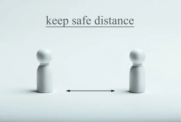 Keep a safe distance sign. Preventive measures. Steps to protect yourself. Social distancing. Preventing the spread of the virus. People with distance measure. — Stock Photo, Image