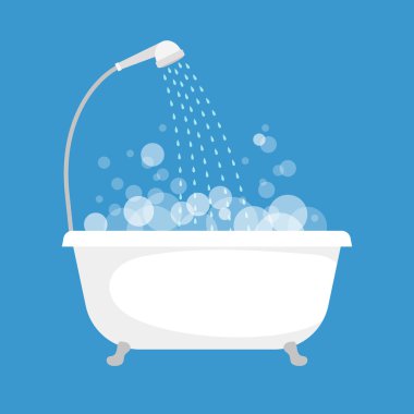 Köpük ve kabarcıklar ile küvet