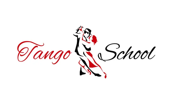Tango danza coppia uomo e donna vettoriale illustrazione, logo, icona per la scuola di danese, festa, lezioni — Vettoriale Stock