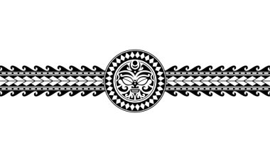 Maori polynesian tattoo border tribal sleeve pattern vector. Samoan bracelet tattoo design fore arm or foot. Armband tattoo tribal. clipart
