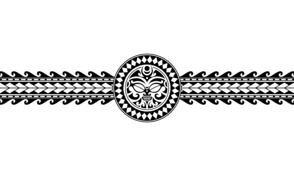 Maori Polynesian Tattoo Border Tribal rękaw wektor wzór. Samoan bransoletka tatuaż projekt ramię lub pieszo. Armband tatuaż plemienny. — Wektor stockowy