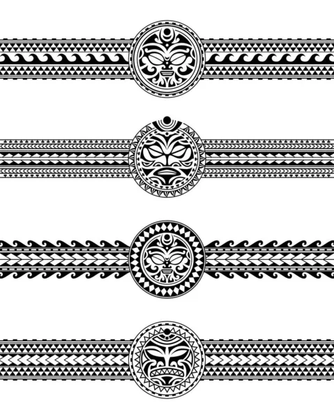 Ensemble de maori polynésien tatouage bordure tribal motif manchon vecteur. Bracelet Samoan tatouage design avant bras ou pied. Brassard tatouage tribal . — Image vectorielle