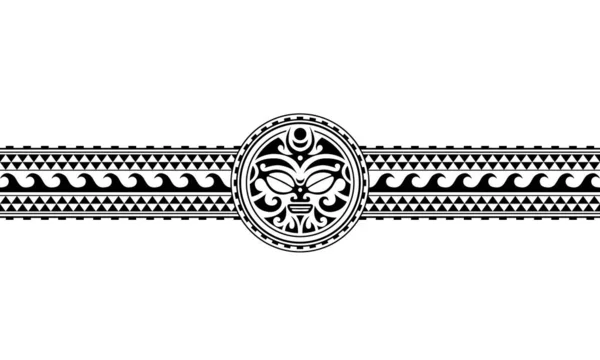 Maori polynéský Tetovaný hraniční vektorový vektor. Tetovaný náramek, přední paže nebo noha. Tetovací kmenové kmeny. — Stockový vektor