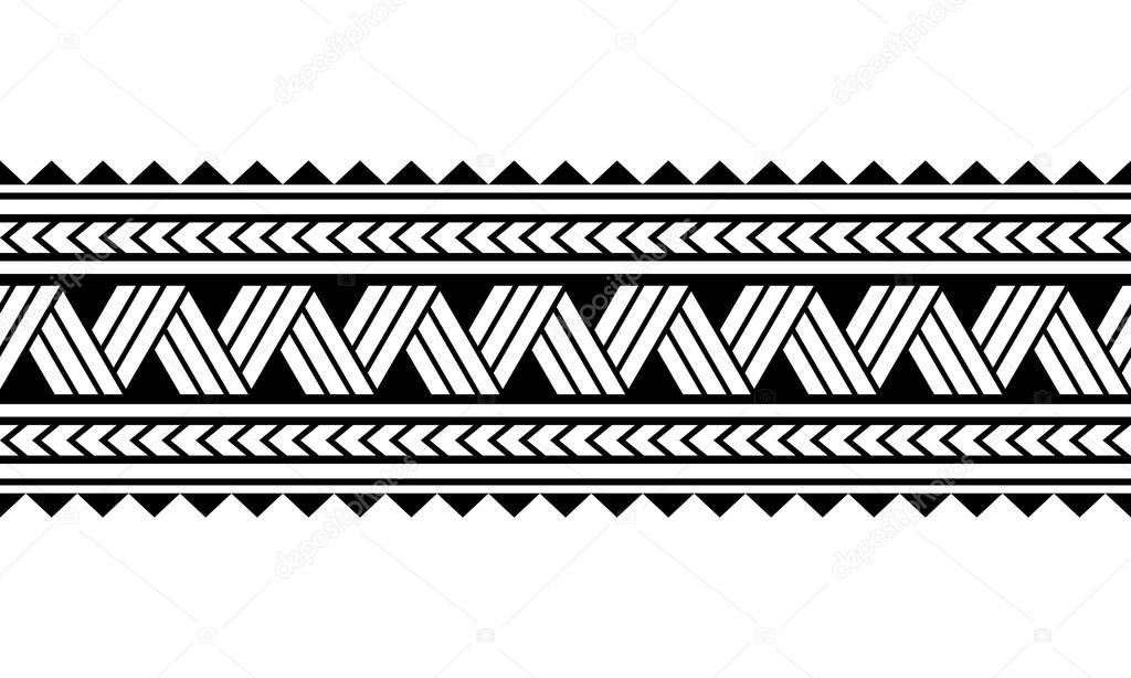 Maori Polynesian Tattoo Bracelet Tribal Sleeve Seamless Pattern Vector Samoan Border Tattoo Design Fore Arm Or Foot Armband Tattoo Tribal Band Fabric Seamless Ornament Isolated On White Background Premium Vector In
