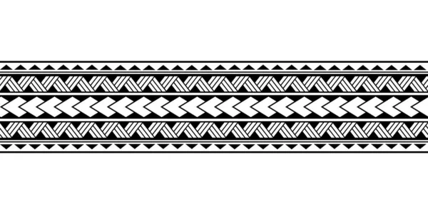 Maori polinéz tetováló karkötő. Törzsi ujj zökkenőmentes minta vektor. Szamoai határ tetoválás tervezés elülső kar vagy láb. Karszalag tetoválás törzsi. szalag szövet varrat nélküli dísz elszigetelt fehér háttér — Stock Vector