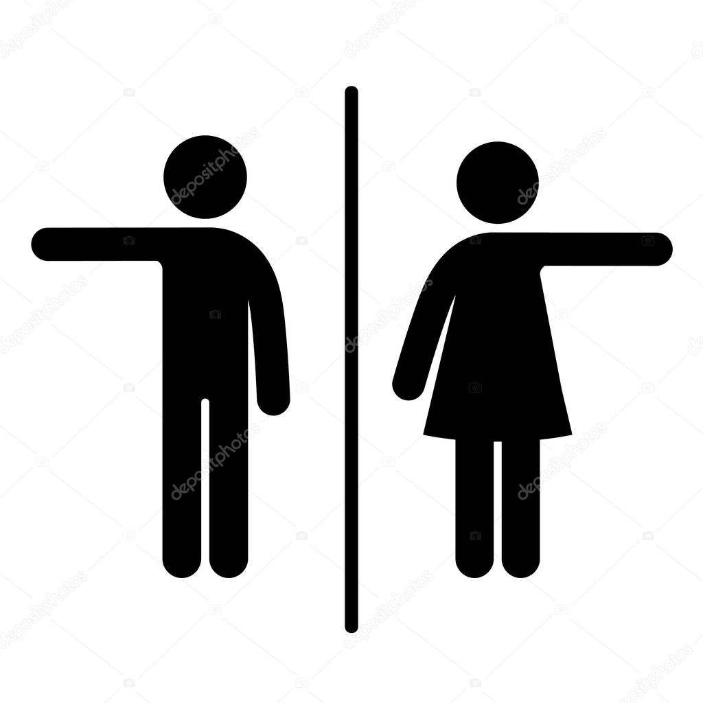 WC sign Icon Vector Illustration on the white background. Vector man & woman icons. Toilet symbol