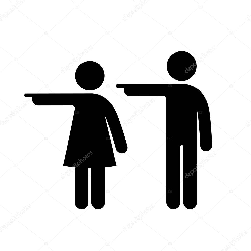 WC sign Icon indicate direction, show the way Vector Illustration on the white background. Vector man & woman icons. Toilet symbol