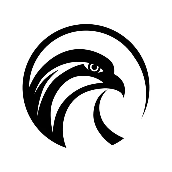 Circle Falcon Eagle Head Logo Symbol Vector Template Black White — Stock Vector