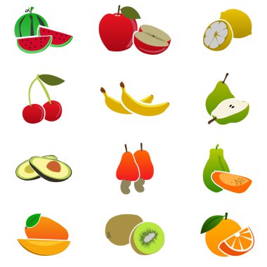 Meyve simgeleri vektör tasarımı