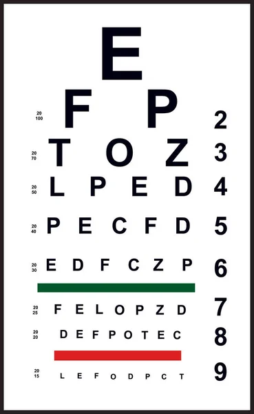 Eye Teszt Chart Vektor Művészet Design — Stock Vector