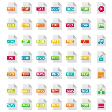 Dosya biçimleri vektör sanat tasarımı simgeleri