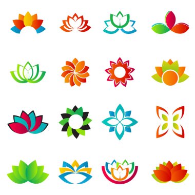 Lotus çiçeği logoları vektör sanat tasarımı