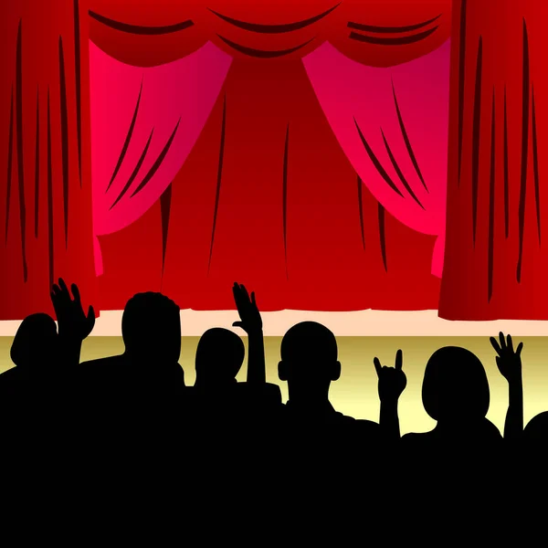 Crowd People Stage — Stock Vector