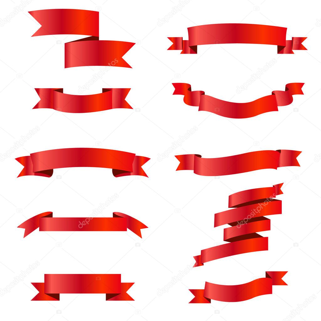 set of red ribbons design