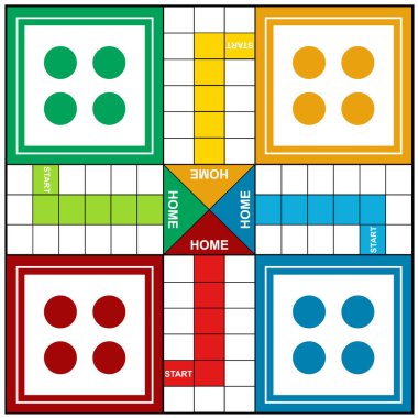 Ludo masa oyunu vektör illüstrasyon tasarımı