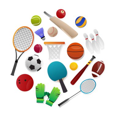 Spor simgeleri dairesel poster çizimi