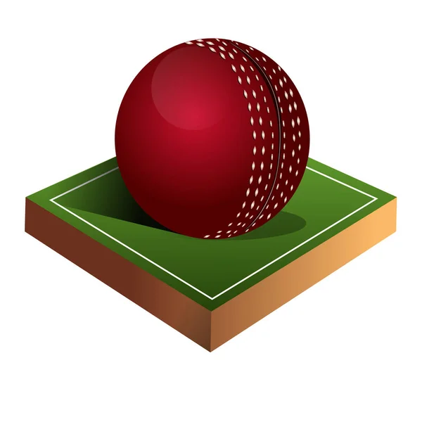 Cricketball Auf Grünem Rasen — Stockvektor
