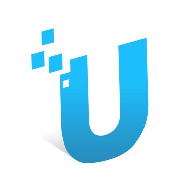 3d Harf U son teknoloji logo tasarımı