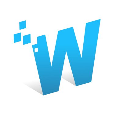 3d Harf W son teknoloji logo tasarımı