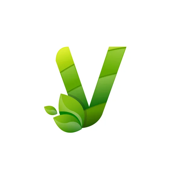 Letra Hoja Naturaleza Logo Icono Vector — Vector de stock