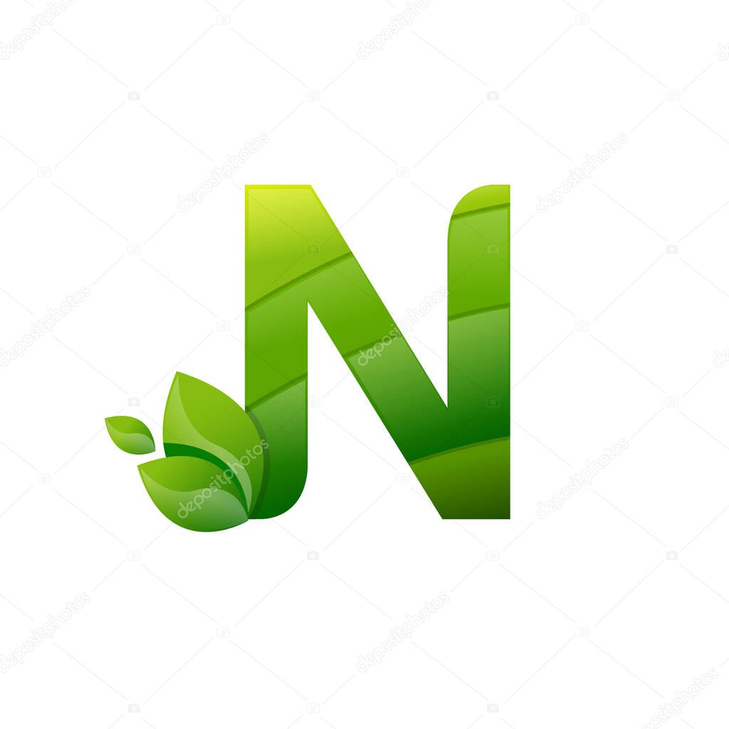 Letter N leaf nature logo icon vector