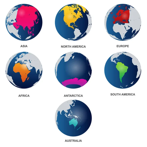 Mundo Siete Continentes Vector Ilustración — Archivo Imágenes Vectoriales