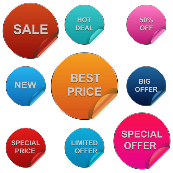 set of colorful sale labels vector design