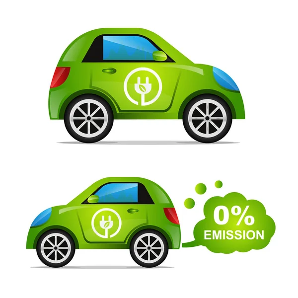 Green Eco Car Nulové Emise Vektor Art — Stockový vektor