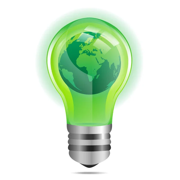 Green Light Bulb Globe — Stock Vector