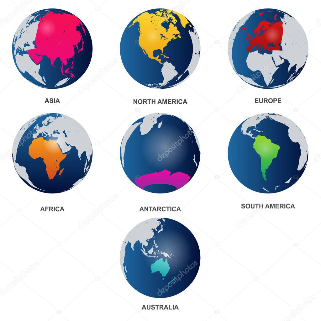 World seven continents vector illustration