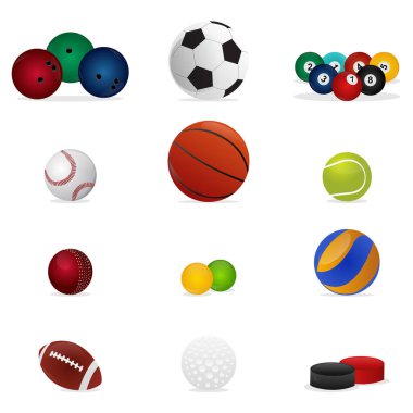 Spor topları ikon vektör resimleme kümesi