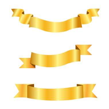 Altın kurdele vektör sanat tasarımı seti