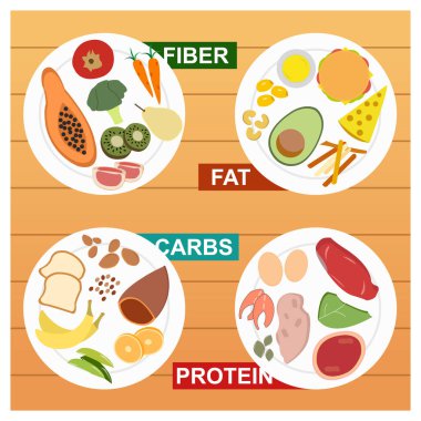 Sağlıklı beslenme tabağı diyet vektörü çizimi