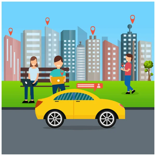 Online Transport Taxi Vektor Illustration — Stockvektor