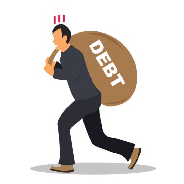 Borç vektörü illüstrasyonu olan adam