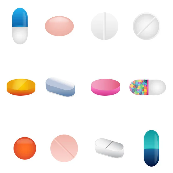 Set Van Medische Pillen Vector Illustratie — Stockvector