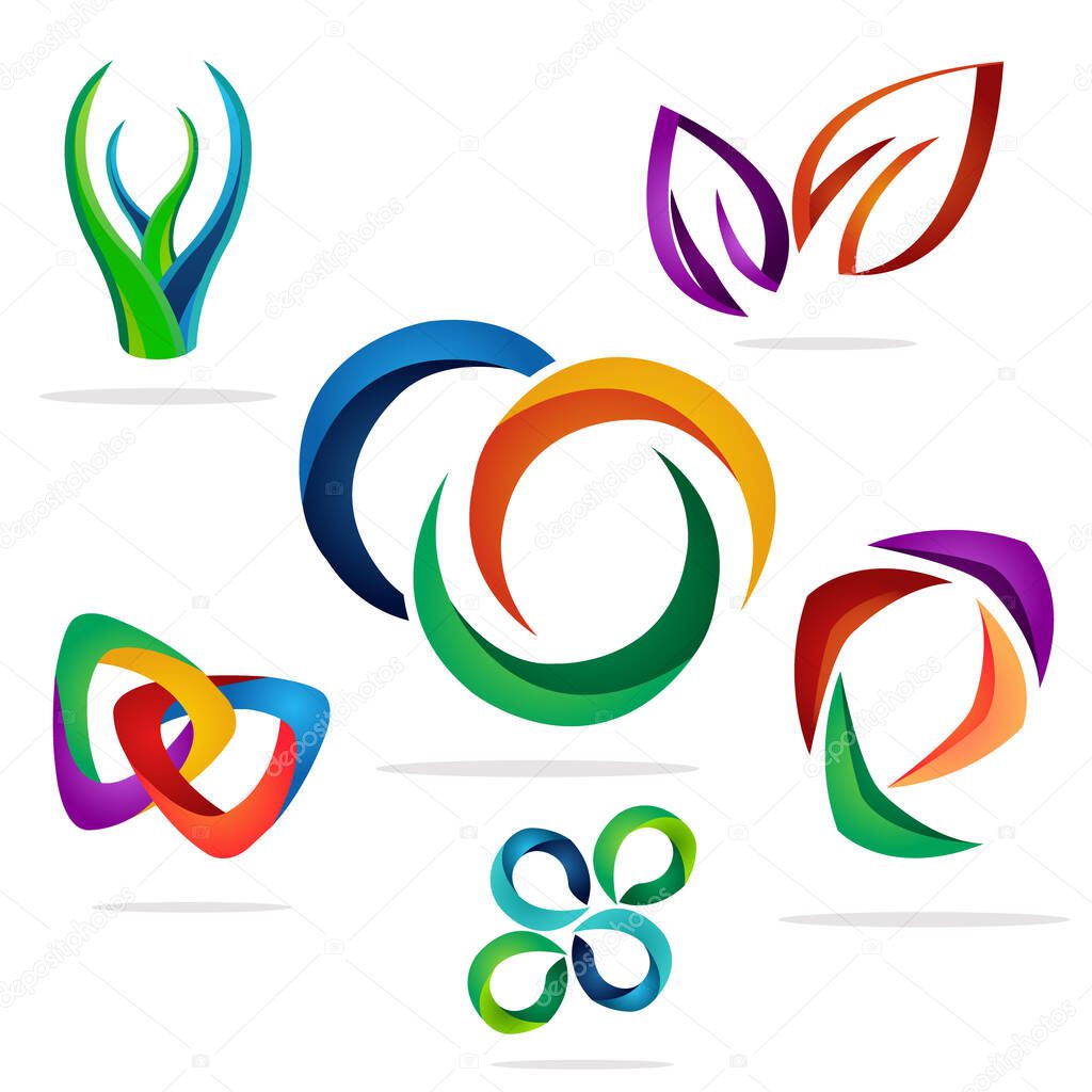 set of abstract symbols logos vector illustration