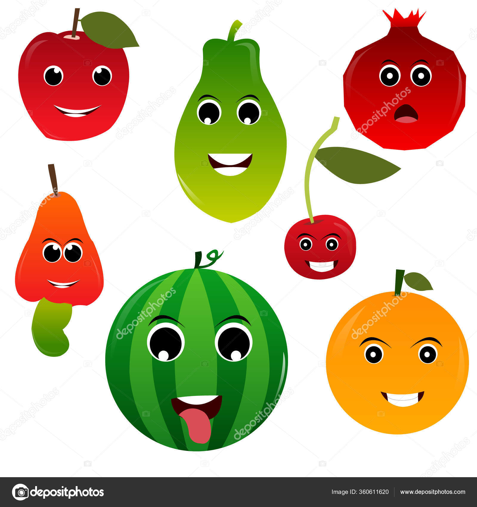 Funny cartoon fruits Vector Art Stock Images | Depositphotos
