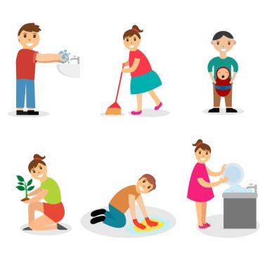 Çocuklar iyi alışkanlıklar vektör illüstrasyonu